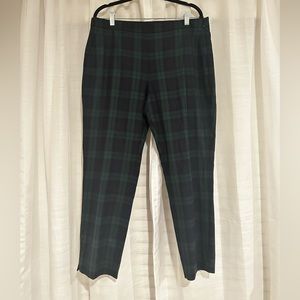 NWT, J Crew green plaid/ black watch trouser size 12